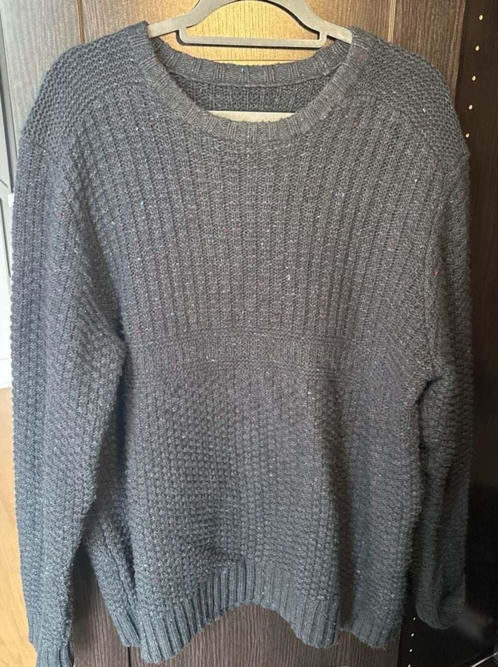 Bob Timberlake Men's Charcoal Grey Speckled Waffle Knit Crewneck Sweater XL